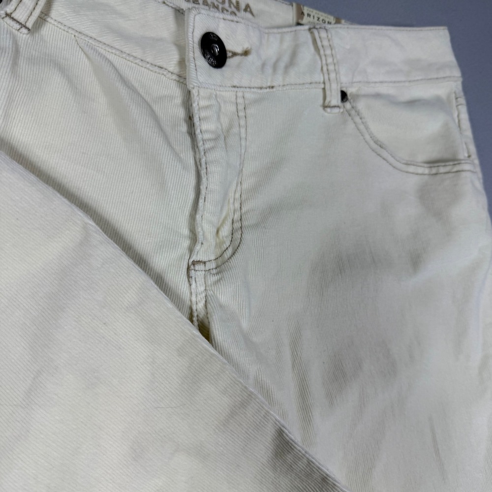 NWT Arizona Jean Co Women's Fine Corduroy Pull‎ On Flare Pants Off White 17 READ